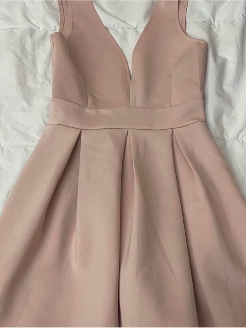 2/$20 Forever 21 Blush Pink Plunge-Neck Fit & Flare Prom Dress